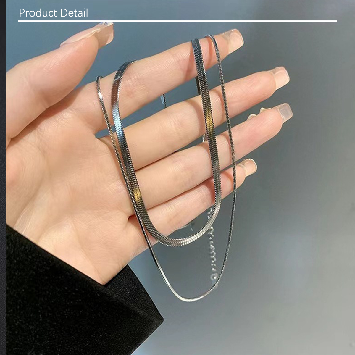 1pc European and American double-layer stacked snake bone chain necklace for women, with a high-end feel and a light luxury niche retro gold necklace