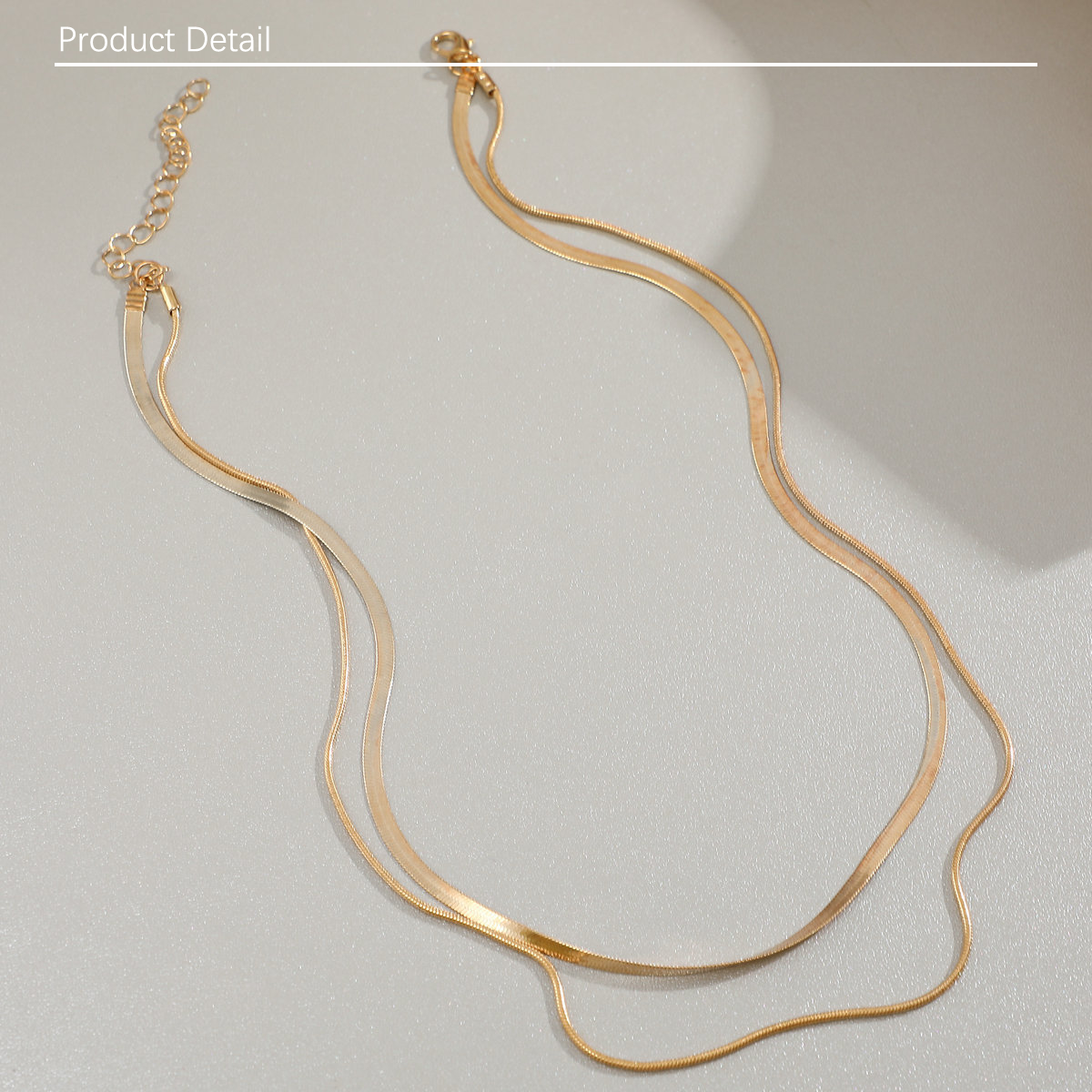 1pc European and American double-layer stacked snake bone chain necklace for women, with a high-end feel and a light luxury niche retro gold necklace