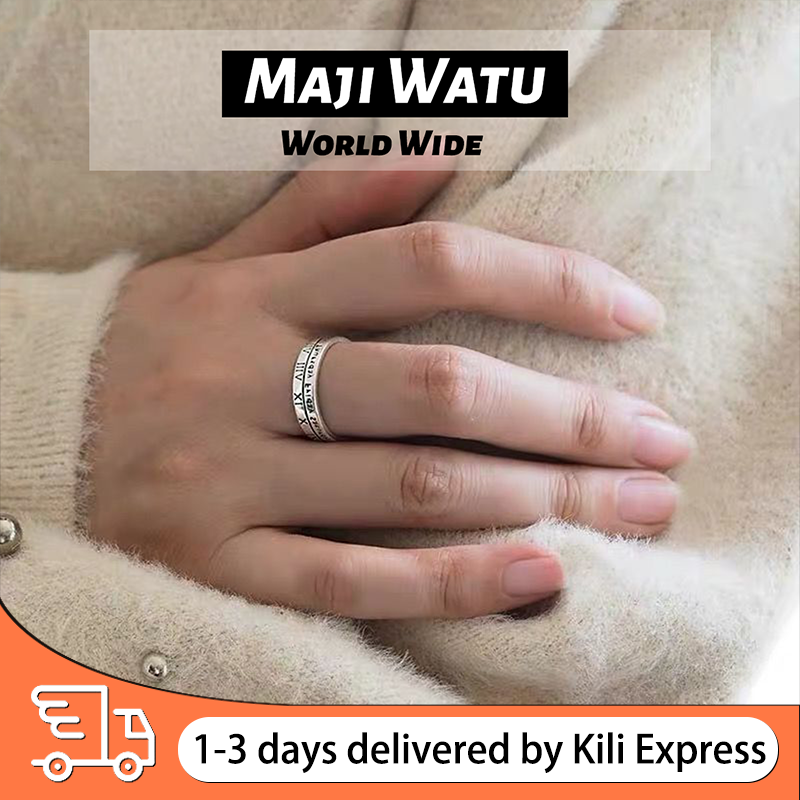 2pcs/1set European and American Instagram Cool Wind Alloy Retro Roman Digital Ring, Small Design, Men's and Women's Couple Ring, Ring and Tail Ring