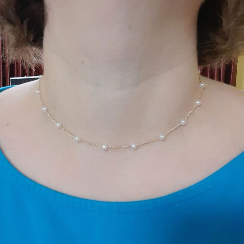 1pc women's gold necklace, fashionable and light luxury versatile clavicle chain neck chain jewelry, simple pearl chain necklace jewelry set, suitable as a gift for women.