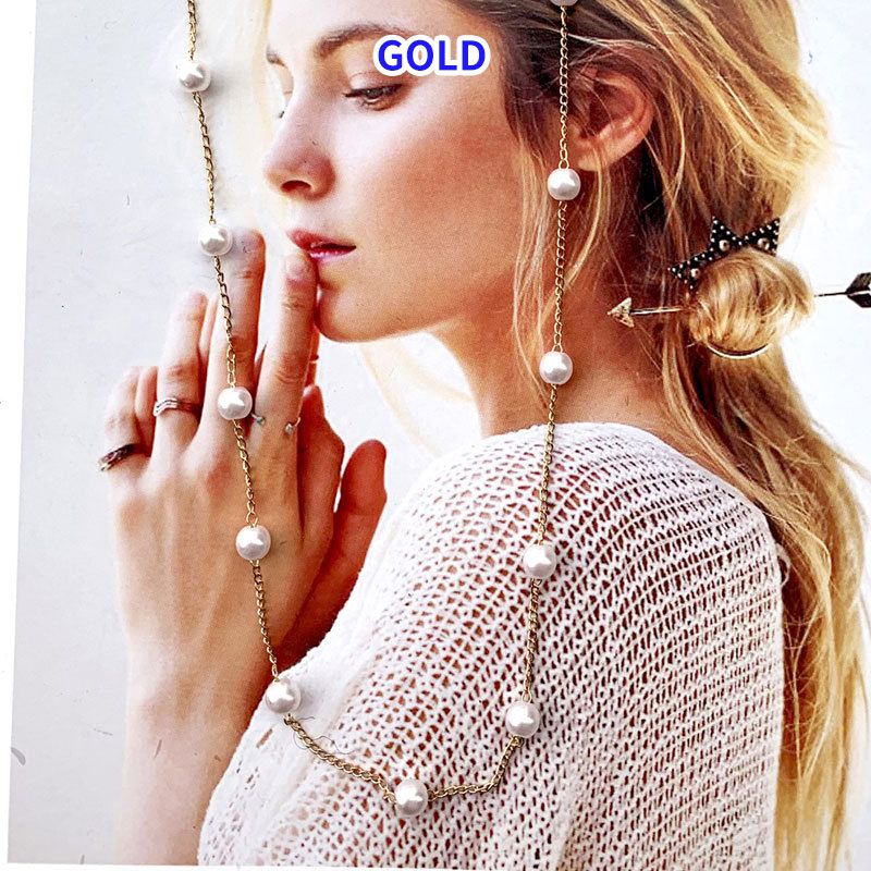 1pc women's gold necklace, fashionable and light luxury versatile clavicle chain neck chain jewelry, simple pearl chain necklace jewelry set, suitable as a gift for women.