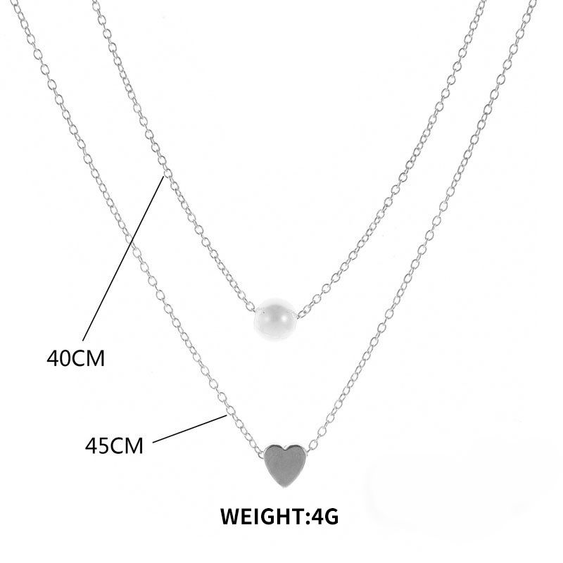 1pc heart-shaped faux pearl pendant double-layer necklace for women, versatile multi-layer choker collar jewelry