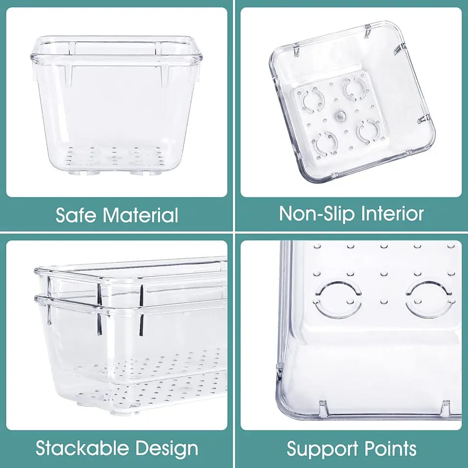25 PC Clear Drawer organizer / fridge organizer,4 Sizes Clear Drawer Organizers & storage Bins