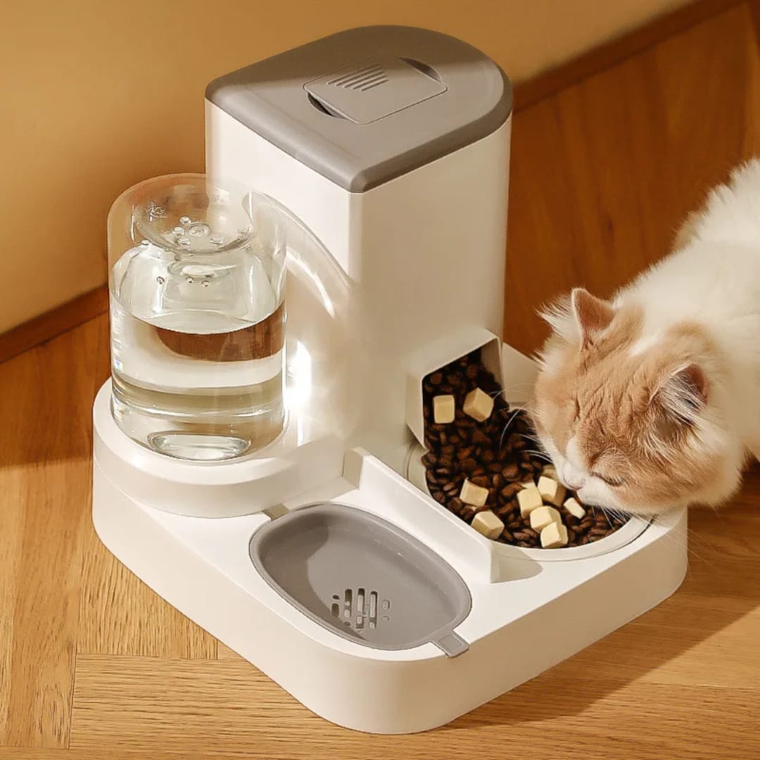 2-in-1 Automatic Pet 2.2L Food and  1L Water Dispenser, Dry and Wet separation