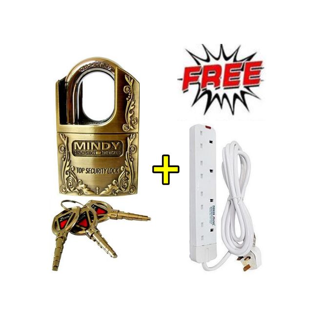 Mindy Top Security Padlock + Free 4 Way Power Extension