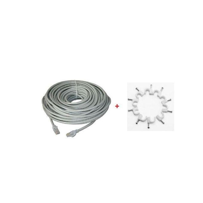 LAN Network Cable CAT6 20M Plus 100 Pcs Clips