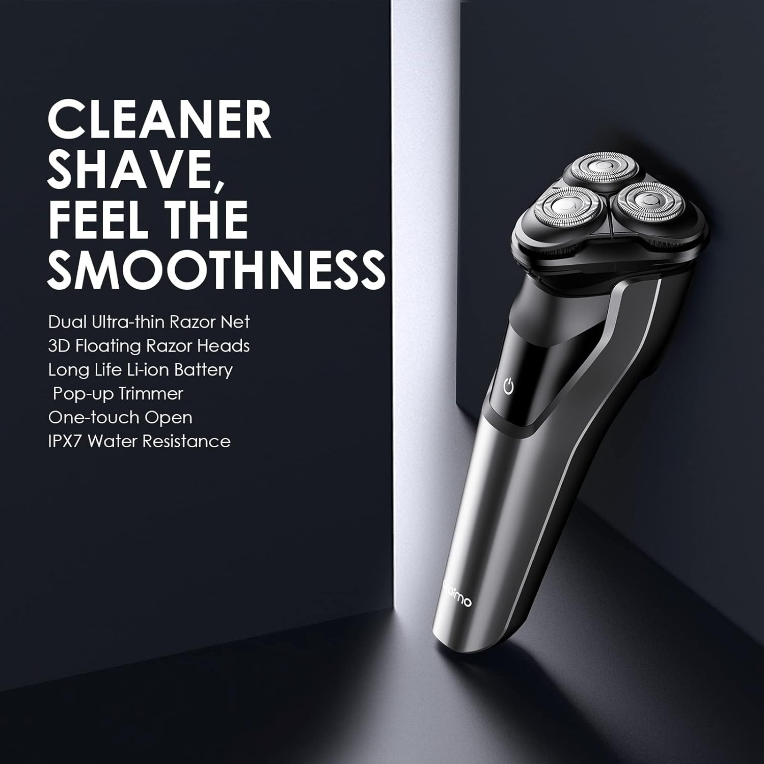 Oraimo SmartShaver 2 Premium Cordless Electric Shaver for men, Wet & Dry Electric Shaver with Pop-Up Trimmer, Super Fast Charge 60 minutes Runtime, Rechargable, 3 Head 360° Rotary Shaver for Men