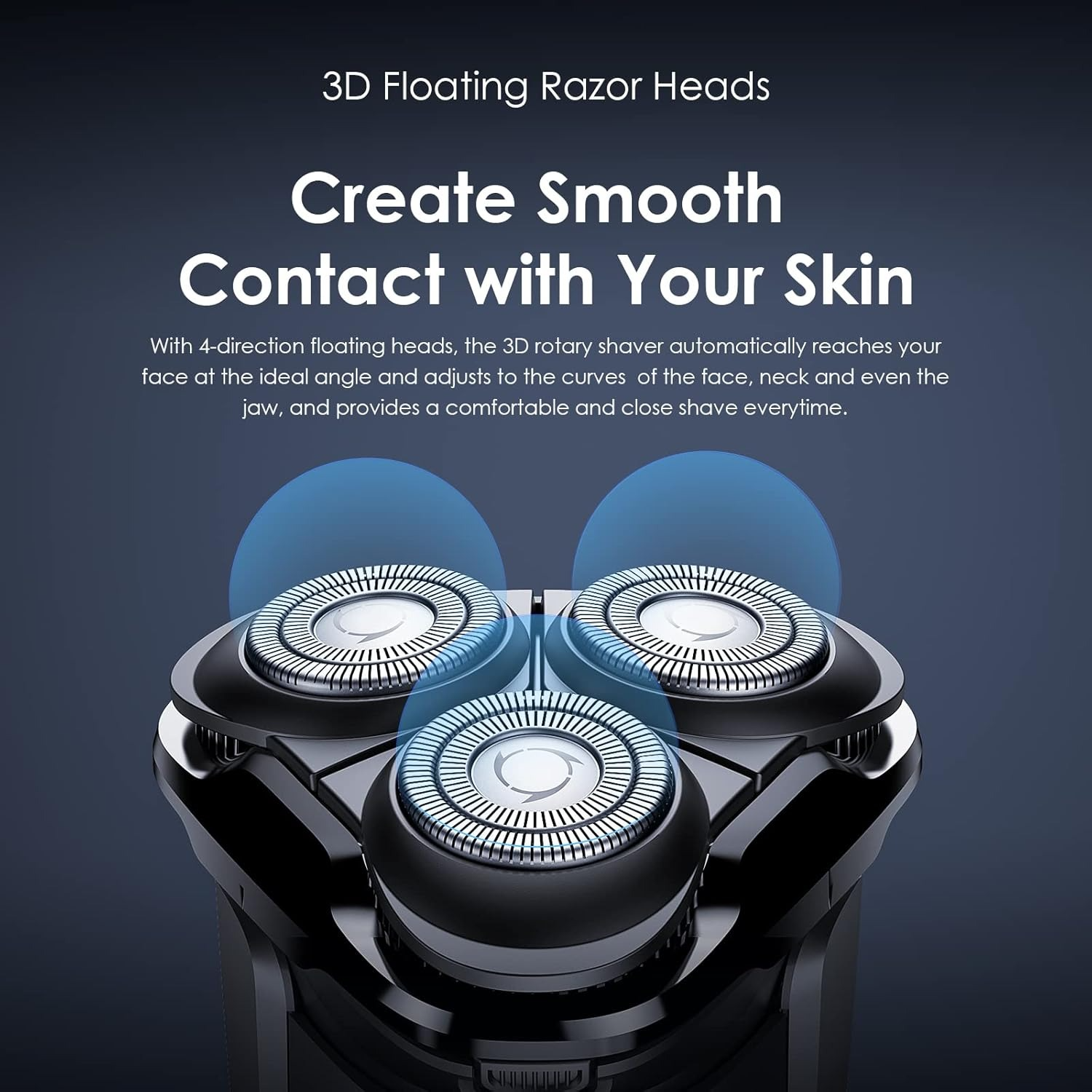Oraimo SmartShaver 2 Premium Cordless Electric Shaver for men, Wet & Dry Electric Shaver with Pop-Up Trimmer, Super Fast Charge 60 minutes Runtime, Rechargable, 3 Head 360° Rotary Shaver for Men