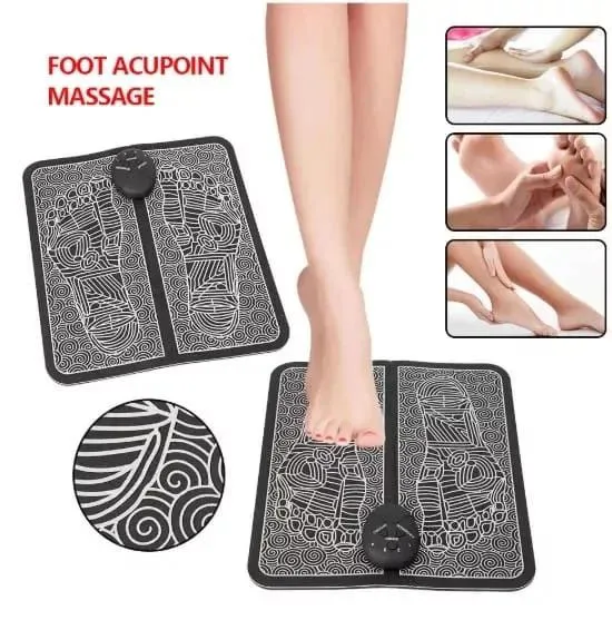 Electric EMS Foot Massager Pad Feet Muscle Stimulator Massager Mat Use Portable Black