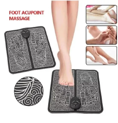 Electric EMS Foot Massager Pad Feet Muscle Stimulator Massager Mat Use Portable Black