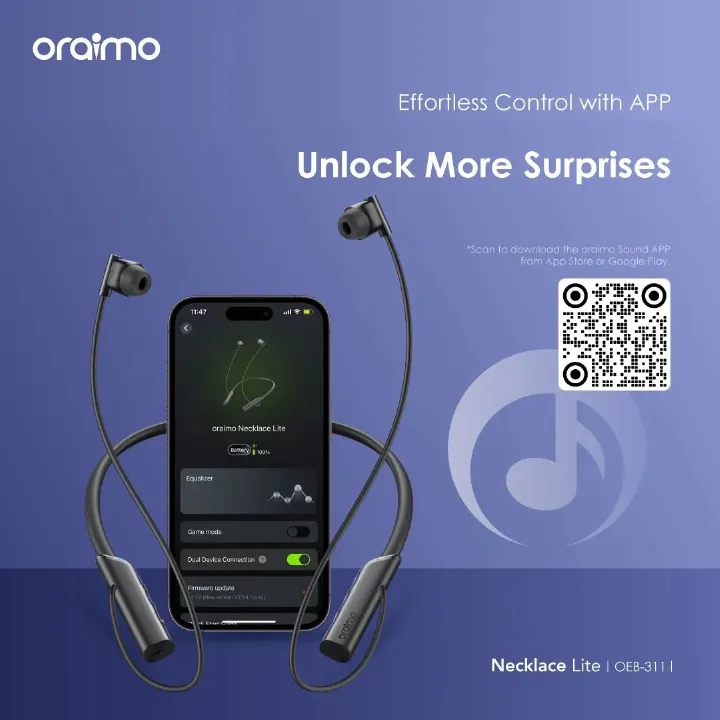 oraimo Necklace Lite Call Vibration Wireless Headphones