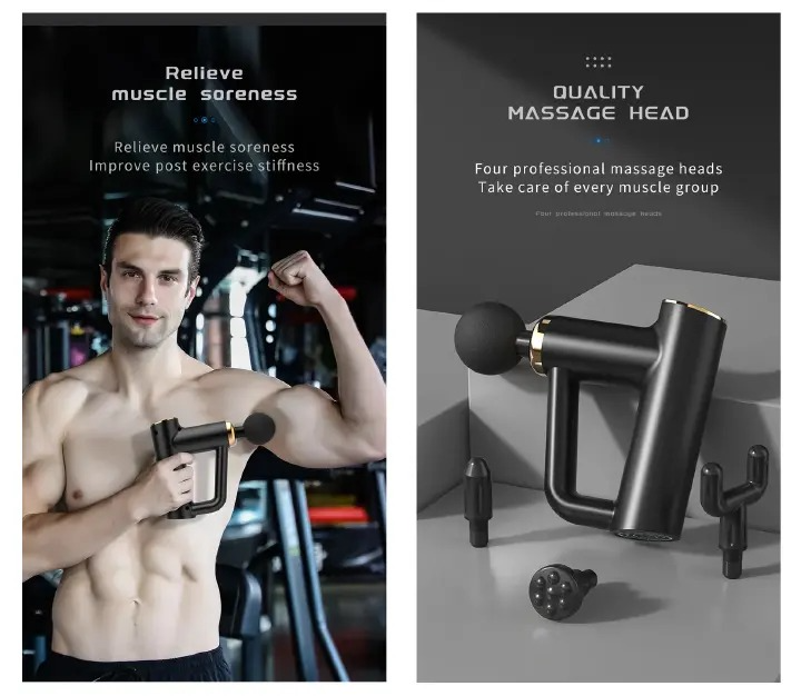 Portable Massage Gun Deep Tissue Percussion Muscle Massager for Fitness Super Quiet Electric Sport Body Fascia Gun Pain Relief