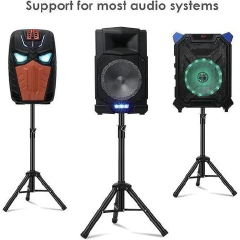 Universal Speaker Stand Mount PA Loudspeaker Holder Heavy Duty Tripod w/Adjustable Height Rated at 150 pounds Steel Insert Safety Pin Locking for Sta