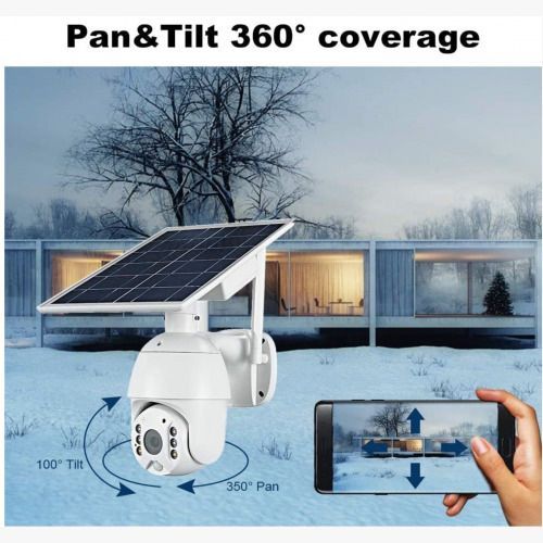 4G Solar Powered Camera -(4G GSM, PTZ 360°,HD Night Vision, Motion Sensor, 2 Way Audio) – With 6 Batteries of 19000mAh