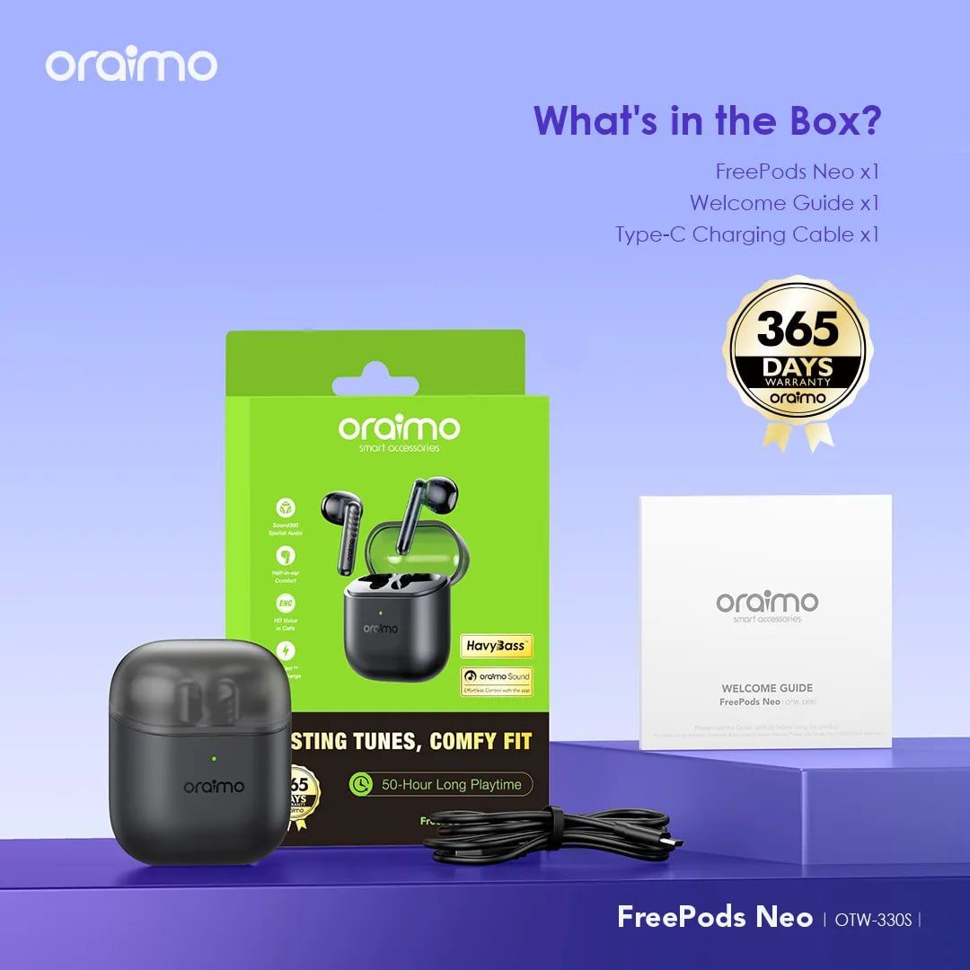 oraimo FreePods Neo Half In Ear True Wireless Earbuds