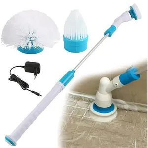 Electric Rechargeable 3-Head Spin Scrubber Cleaning & Multi-functional Brush with Replaceable Brush Heads Extension Handle