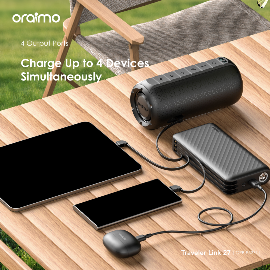 oraimo Traveler 27000mAh 12W Power Bank With Charging Cables