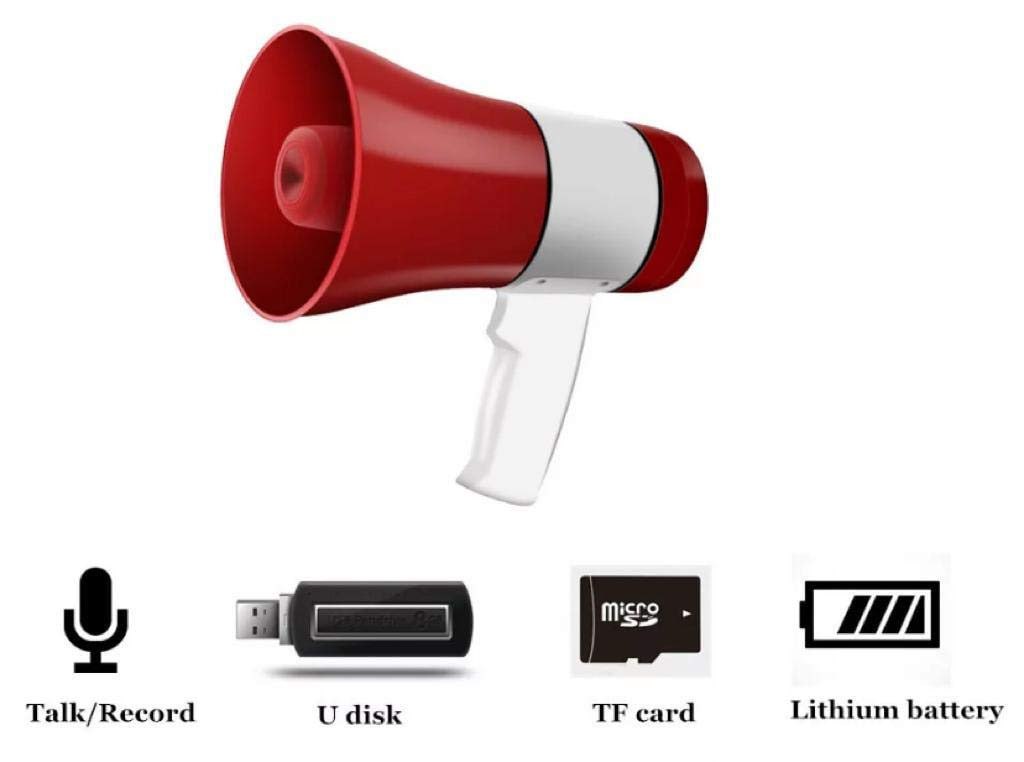 Audio Handheld Megaphone/Bullhorn/Loud Speaker with Rechargeable Battery with Charger - 30 Watts, Range 500 Meters, Memory Card Slot, Sound Recording, Siren