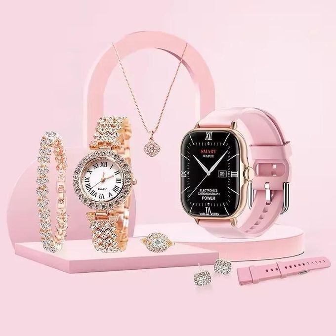 Smart Watch Gift Set With - Necklace -Earrings -Bracelet -Ring Luxury Gift Box For Women
