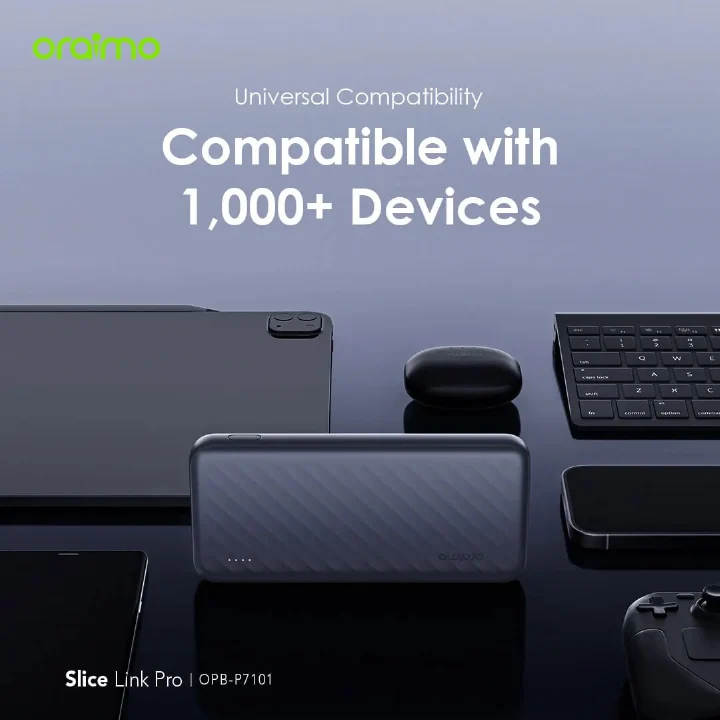 Oraimo Slice Link Pro 10000mAh 22.5W Power Bank with Charging Cables