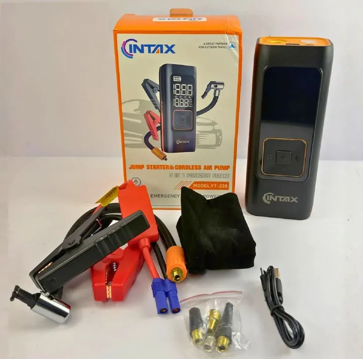 5-in-1 Car Jump Starter with 150PSI Inflator + Power Bank + LED Flashlight and 8000mAh LCD Digital Display