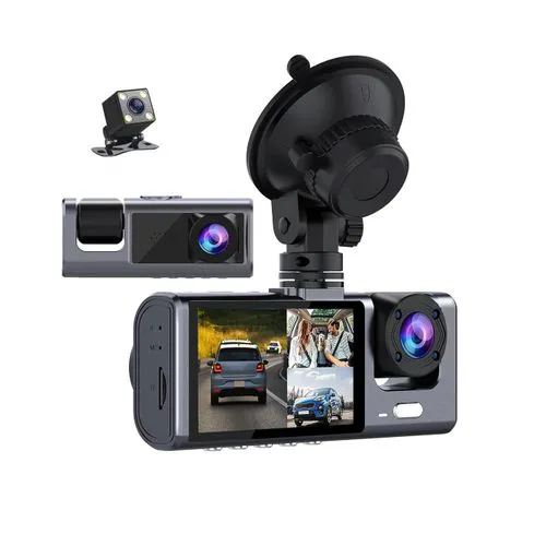 3 in 1 Advanced Dash Camera (Front, Inside and Rear) View Camera 1296P Dash Cam for Cars WiFi Car DVR Camera for Vehicle Video Recorder Dual Lens Dashcam