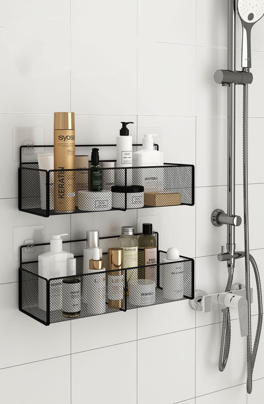New Design!! Mesh Bathroom Rack With Self Adhesive Stickers, Heavy Duty Rack.