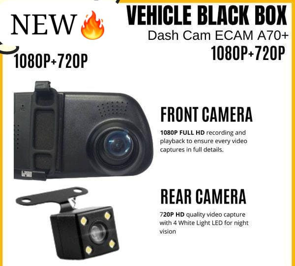 Mirror Car DVR,Camera Full HD 1080P Video, 1080p Rearview Dash Car Camera, Reverse Front And Back Rear Mirror Camera, Car Recorder Dual Dash Camera.