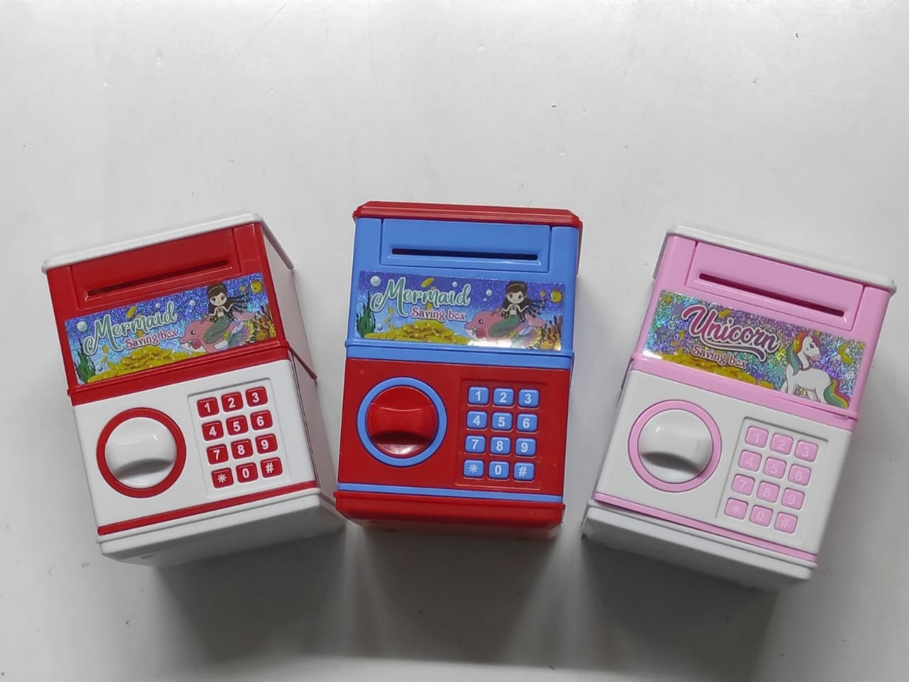 Manual Mini Kids Home Bank, Cash Coins Saving Box, ATM Money Boxes,Piggy Bank deposit box Key Lock Piggy bank note Cash Saving Money Box Counter, Mini Safe deposit Box Child Gift size:11*8*7.5cm