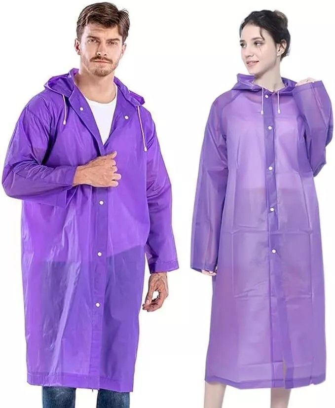 Men and Women Reusable Waterproof Jacket, Button Hooded Raincoat, unisex light weight Rainwear, Rain Coat with Poncho, EVA adult rain coat, long outdoor adult plastic rain coat.