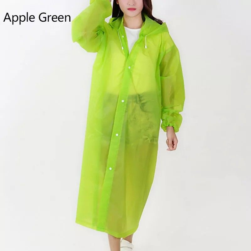 Men and Women Reusable Waterproof Jacket, Button Hooded Raincoat, unisex light weight Rainwear, Rain Coat with Poncho, EVA adult rain coat, long outdoor adult plastic rain coat.