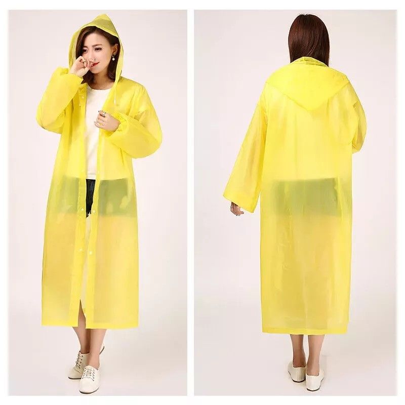 Men and Women Reusable Waterproof Jacket, Button Hooded Raincoat, unisex light weight Rainwear, Rain Coat with Poncho, EVA adult rain coat, long outdoor adult plastic rain coat.