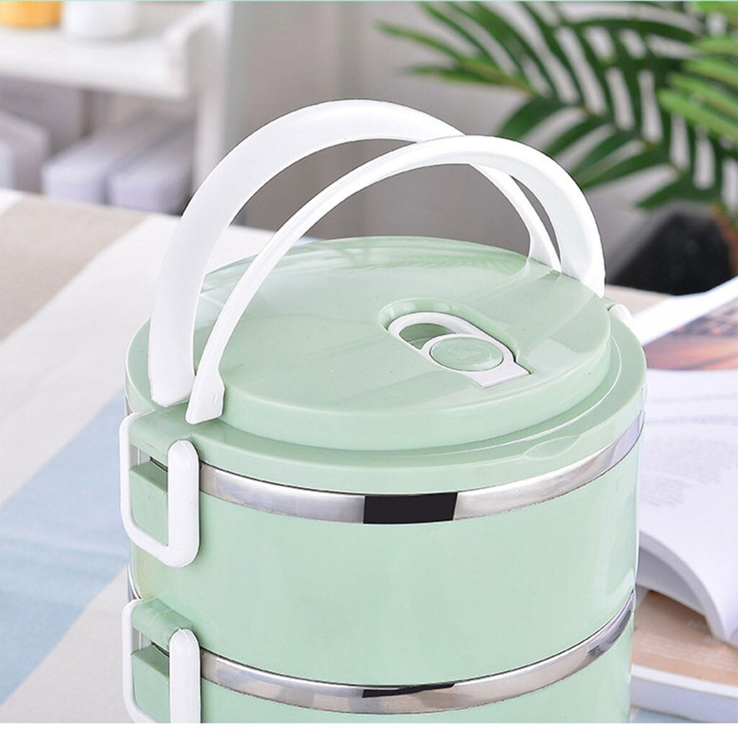 2 Layer Portable Food-Warmer School Students Lunch Box Case Thermal Insulated Container.