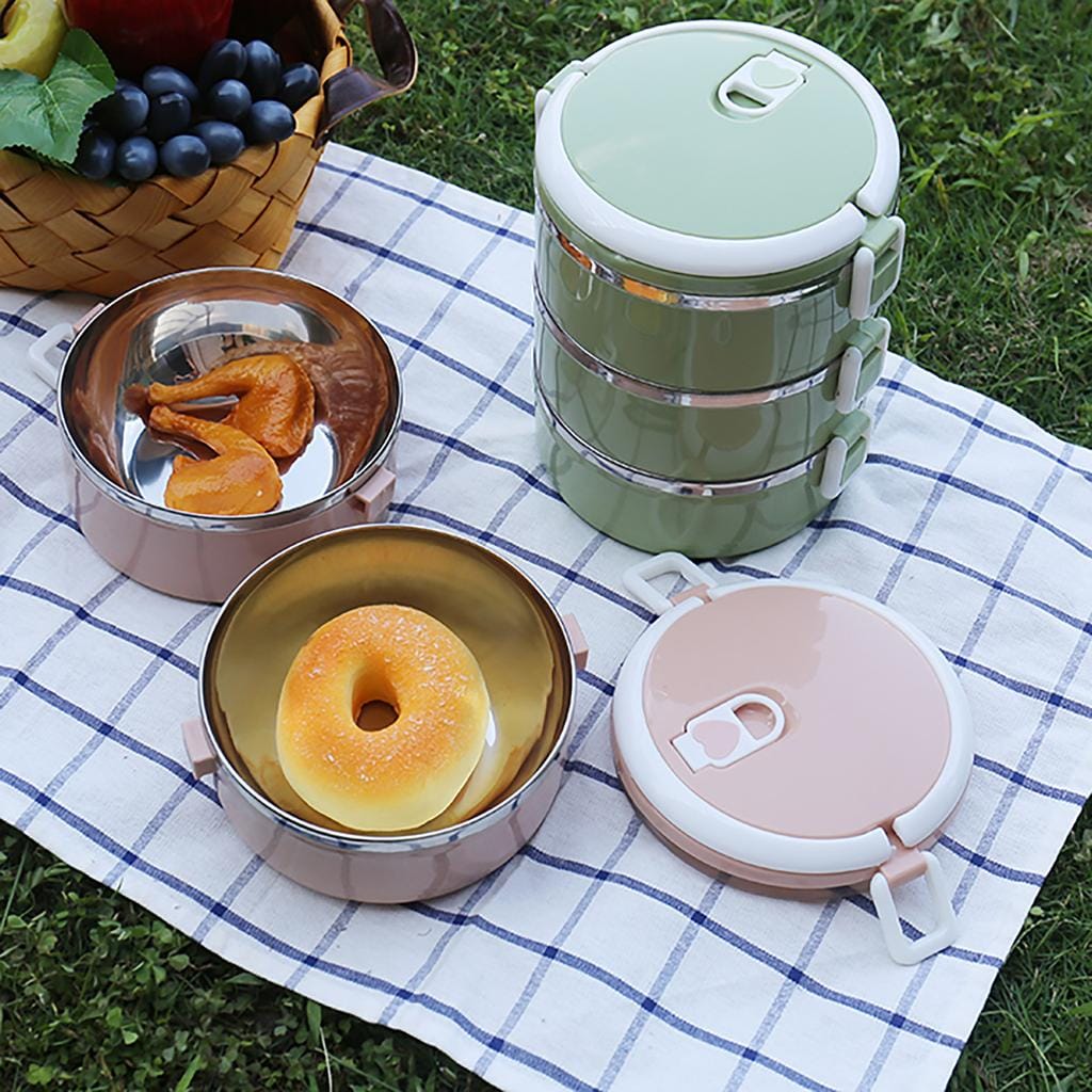 2 Layer Portable Food-Warmer School Students Lunch Box Case Thermal Insulated Container.