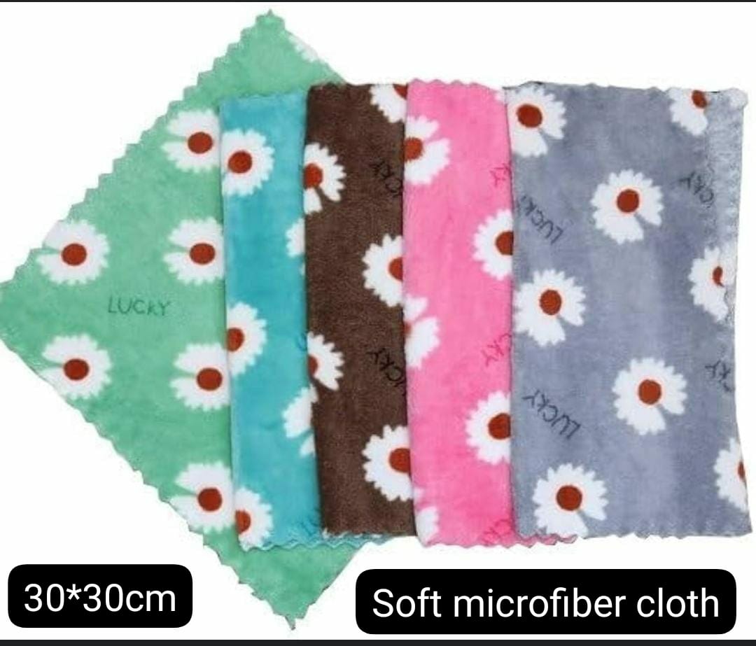 New 5pcs Coral Fleece Square Soft Absorbent cloth, Wipe Hand Towel, kids wash cloth, Household Small Square Kitchen Cleaning Cloth, kitchen towel, cleaning cloth Rag Random Color 30x30cm