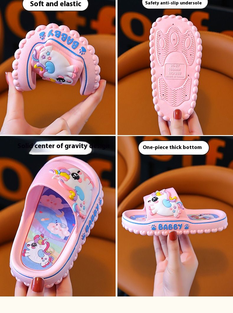 Quality Adorable Slip-on Unicorn-themed Slides for Girls, Pink and Purple