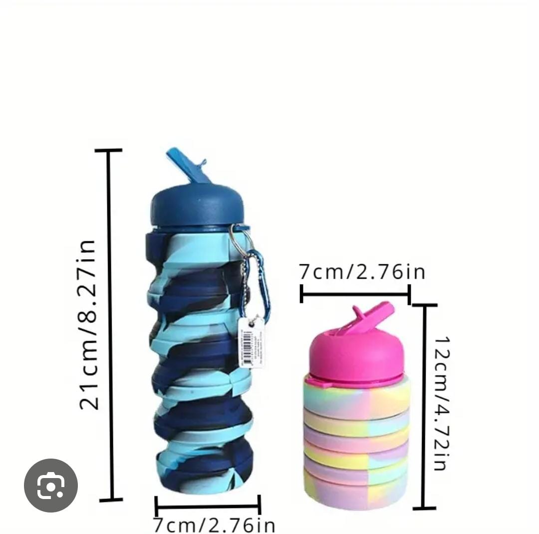 AquaFlex 480ml Collapsible Silicone Water Bottle – Leakproof Foldable Sports Bottle for Gym, Cycling & Travel