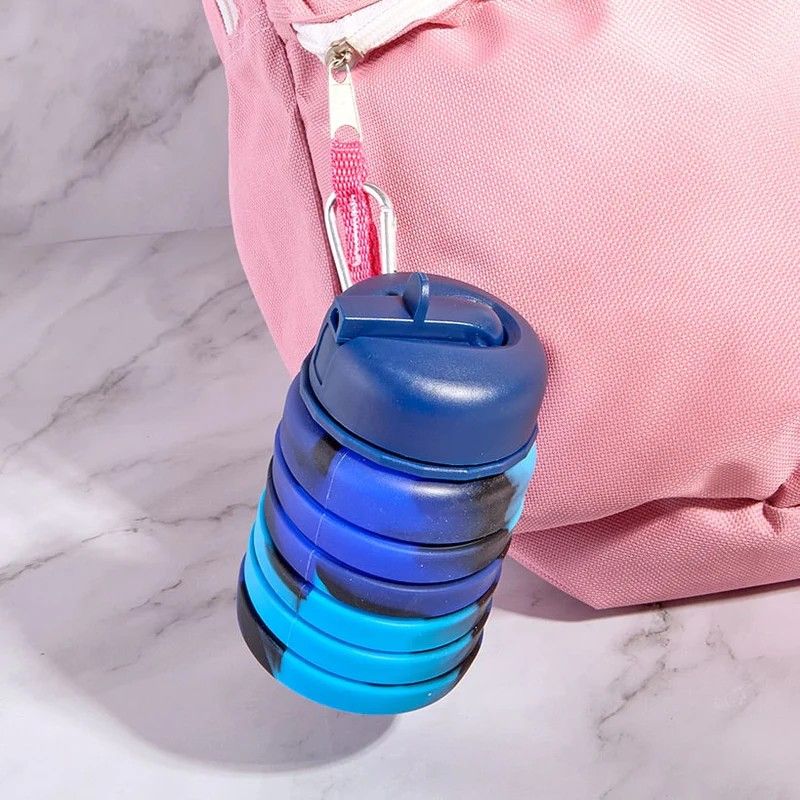 AquaFlex 480ml Collapsible Silicone Water Bottle – Leakproof Foldable Sports Bottle for Gym, Cycling & Travel