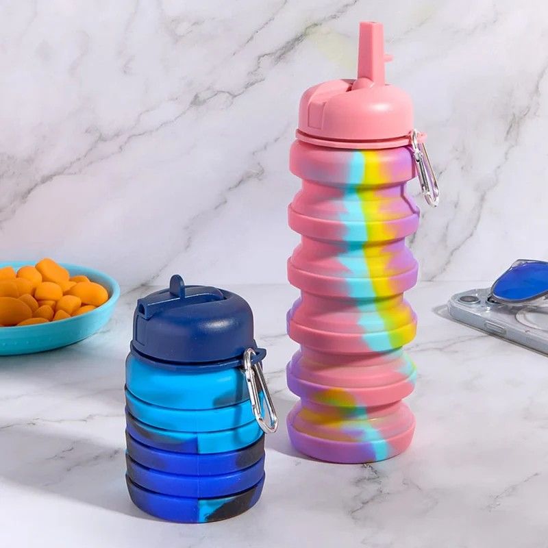AquaFlex 480ml Collapsible Silicone Water Bottle – Leakproof Foldable Sports Bottle for Gym, Cycling & Travel