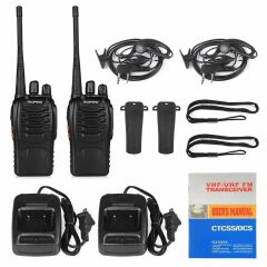 Rechargeable Baofeng 888S Walkie Talkies - ong Range with Earpieces for Adults, 16 Channel Professional Handheld Two-Way Radios Including Li-ion Battery and Charger
