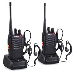 Rechargeable Baofeng 888S Walkie Talkies - ong Range with Earpieces for Adults, 16 Channel Professional Handheld Two-Way Radios Including Li-ion Battery and Charger