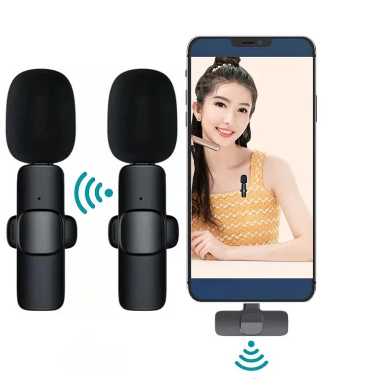 Portable Wireless Lavalier Microphone for Audio and Video Recording, Compatible with iPhone, Android, Ideal for Live Streaming, Gaming, and Mobile Phones
