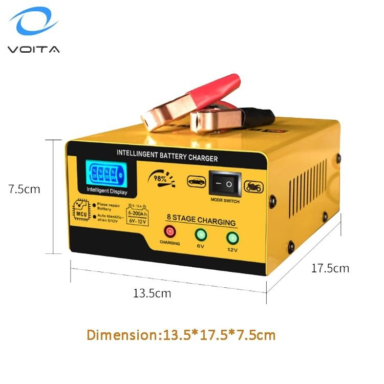 15A Smart Battery Trickle Charger Maintainer for 6V and 12V Car Batteries - Pulse Repair Deep Cycle Charger Automotive Desulfator Ideal for Cars, Motorcycles, Trucks, Boats, Lawn Mowers, and More