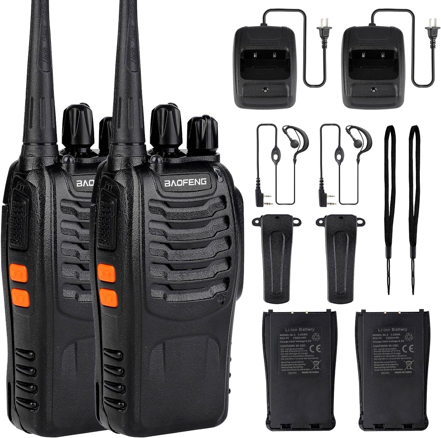 Baofeng 888s Walkie Talkie Radio Calls 5Km -2 Pieces, Baofeng 2 Pieces BF-888s 3-5KM Long Range Walkie Talkie Radio Calls -16 Channel