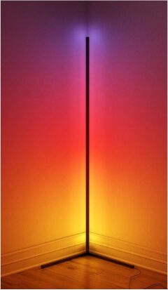 RGB LED Corner Floor Lamp – Smart Standing Light with Remote Control, Music Sync & Color Changing Modes for Bedrooms, Living Rooms & Gaming