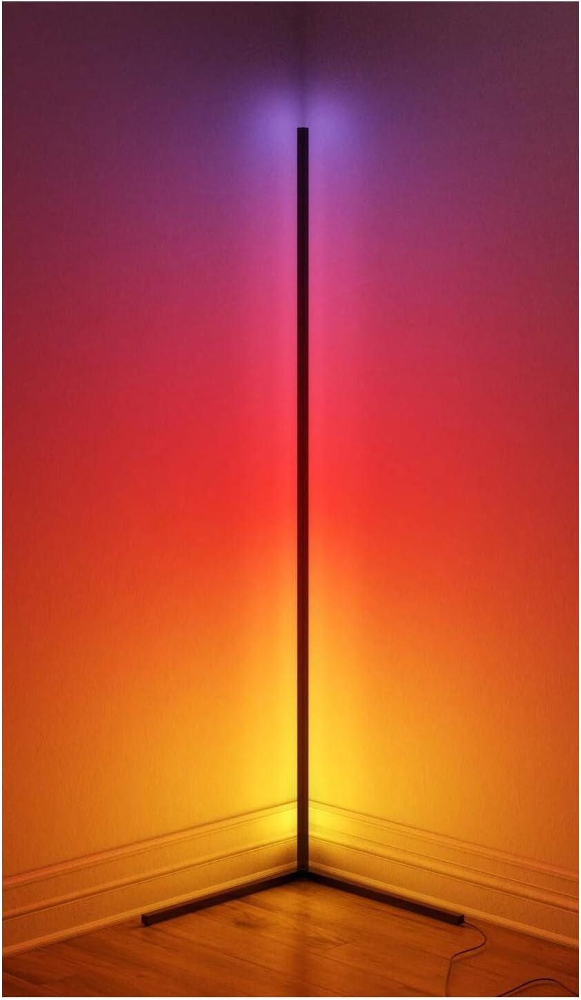 RGB LED Corner Floor Lamp – Smart Standing Light with Remote Control, Music Sync & Color Changing Modes for Bedrooms, Living Rooms & Gaming