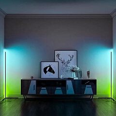 Corner Floor Lamp,Smart RGB Floor Lamp, Dimmable LED Corner Lamp With Music Sync Color Changing APP Control Remote, 65'' Standing Floor Lamp for Gaming Living Room Bedroom Birthday Party