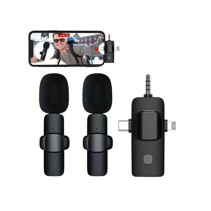 Wireless 3 in 1 Lavalier Microphone: Pro Clip-On Mic for Phones, PCs & Cameras