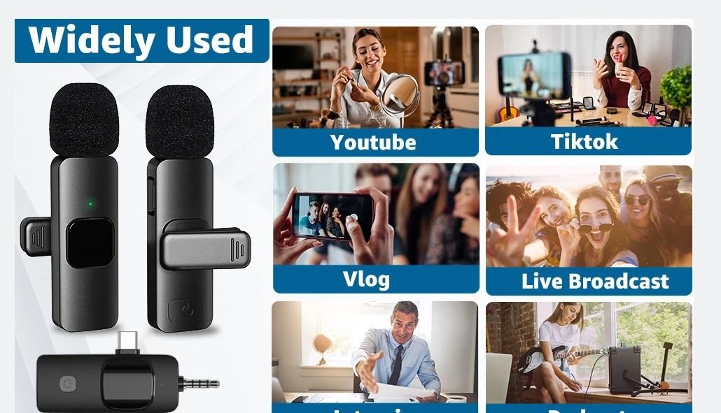 CrystalCast Double: Dual Wireless Lavalier Microphone System with Independent Gain Control - Achieve Broadcast-Quality Audio for Two Creators Effortlessly