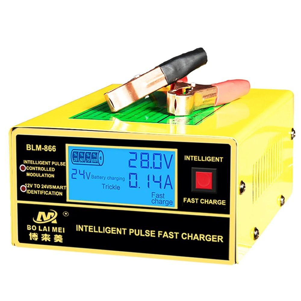 BOLAIMEI BLM-866 12V/24V Car Battery Charger Automotive Maintainer Trickle Charger for Car Boat Marine - Yellow/US Plug